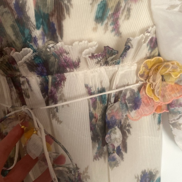ZIMMERMANN Belted pleated floral-print organza mini dress 0 - Picture 5 of 6